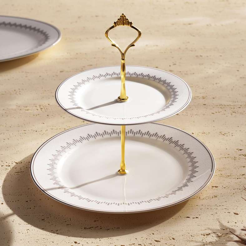 Pan Home White 2-Tier Cake Stand for Entertaining