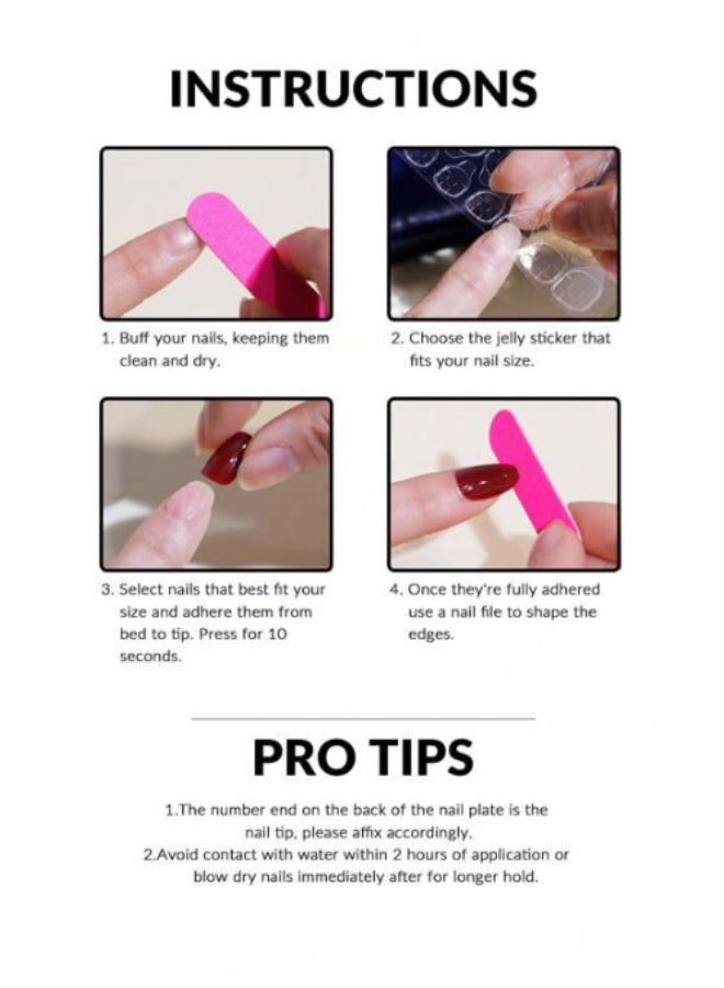 Suerte Press On Nails Red classic Medium Square Shaped False Toe Nails Jelly Glossy 24pcs, stylish Red, Fake acrylic nails with glue kit - Image 5