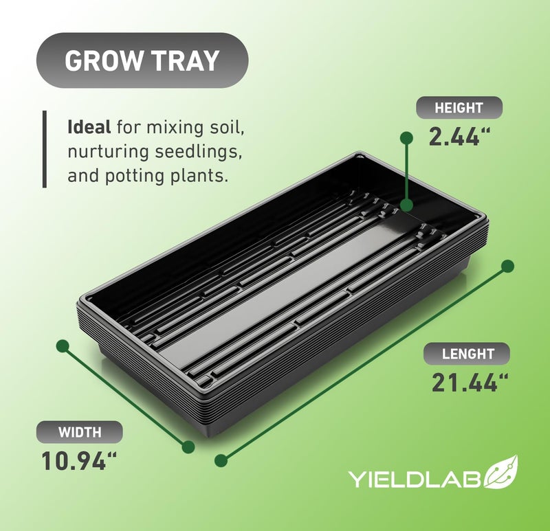 Yield Lab Store 10x20 Inch Black Plastic 10 Pack Plant Propagation Tray – Growing Trays for Garden, Planting, Seedling, Soil & Hydroponic Horticulture - Microgreen Trays Grow Plants - No Drain Holes - Image 2
