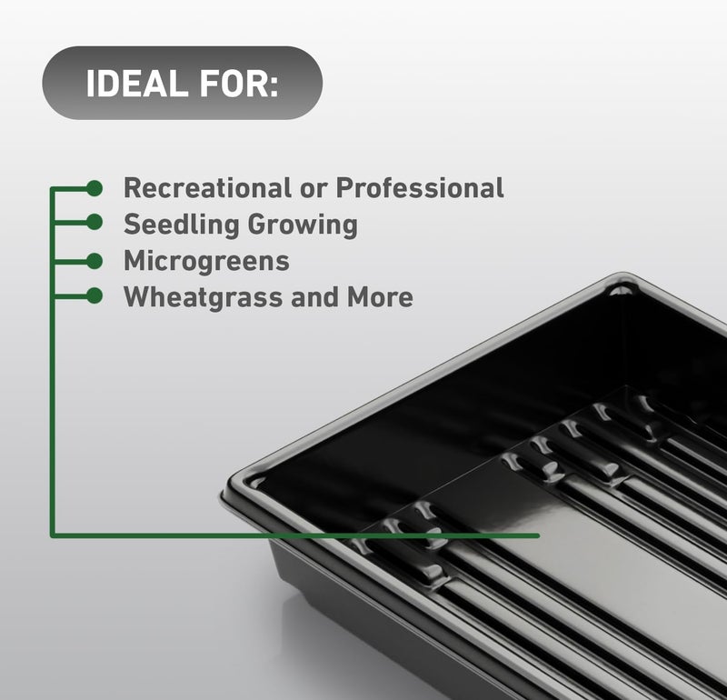 Yield Lab Store 10x20 Inch Black Plastic 10 Pack Plant Propagation Tray – Growing Trays for Garden, Planting, Seedling, Soil & Hydroponic Horticulture - Microgreen Trays Grow Plants - No Drain Holes - Image 5