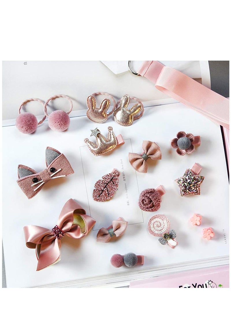 كاست ويف مجموعة مشابك الشعر للفتيات الصغيرات ، مشابك ربطات الشعر ، مشابك شعر ، دبابيس شعر ، مجموعة هدايا إكسسوارات شعر للفتيات الصغيرات مع صندوق للأطفال الصغار - رمادي ووردي 36 قطعة - Image 2