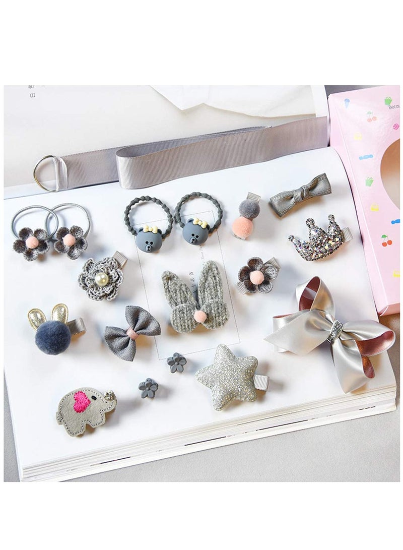 كاست ويف مجموعة مشابك الشعر للفتيات الصغيرات ، مشابك ربطات الشعر ، مشابك شعر ، دبابيس شعر ، مجموعة هدايا إكسسوارات شعر للفتيات الصغيرات مع صندوق للأطفال الصغار - رمادي ووردي 36 قطعة - Image 3