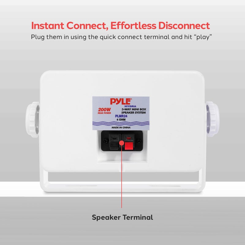 Pyle 3-Way Indoor & Outdoor Box Speaker System - 3.5" 200 Watt Compact Wall Mount Speakers for Home, Patio, Deck, Garage, Poolside, or Studio Use - Dual Speaker Set - PLMR24 (White) - Image 3