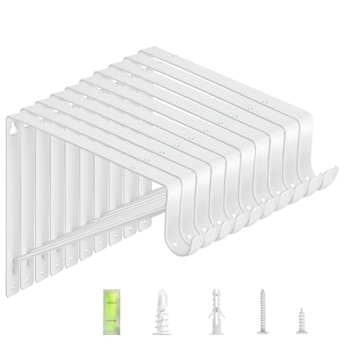 WEKIS 10-Pack Closet Rod Bracket, 10.8x10.8Inch Closet Shelf Brackets Heavy Duty Wall Mounted, Matte White Steel Closet Rod Support Brackets Holder, 300 Lbs Load Capacity with Anchors Screws - Image 1