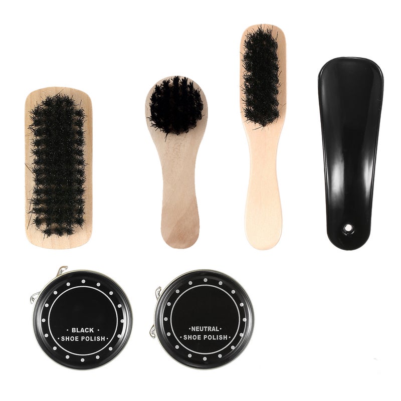 Shoe Shine Kit 8pcs Black: Glossy Waterproof Nourishing Polish - Portable Travel Case Shoe Brush Kit for Home Travel Gift Recipients - Image 2
