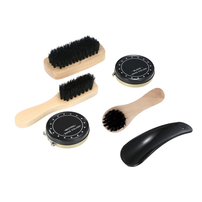Shoe Shine Kit 8pcs Black: Glossy Waterproof Nourishing Polish - Portable Travel Case Shoe Brush Kit for Home Travel Gift Recipients - Image 3