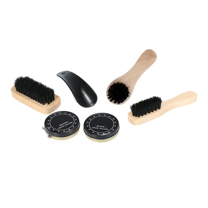 Shoe Shine Kit 8pcs Black: Glossy Waterproof Nourishing Polish - Portable Travel Case Shoe Brush Kit for Home Travel Gift Recipients - Image 4