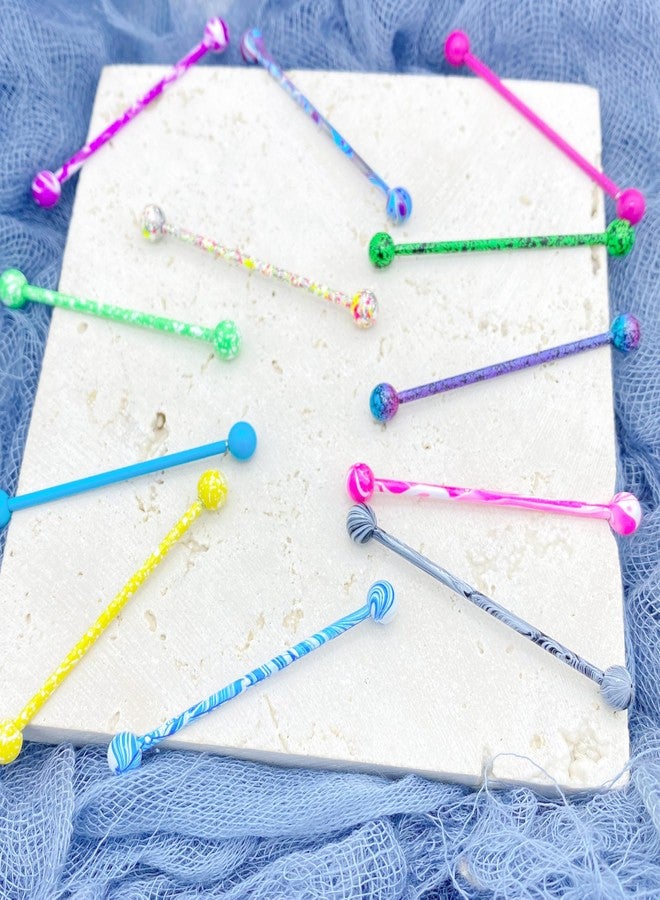 EVELICAL 24Pcs 14G Industrial Piercing Jewelry Surgical Steel Colorful Industrial Barbell Earrings for Women Helix Cartilage Piercing Earrings Style A - Image 5