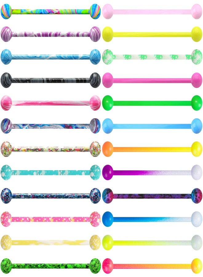 EVELICAL 24Pcs 14G Industrial Piercing Jewelry Surgical Steel Colorful Industrial Barbell Earrings for Women Helix Cartilage Piercing Earrings Style A - Image 1