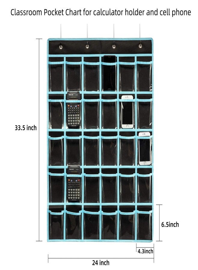 KEEPJOY Classroom Pocket Chart Organizer,Cell Phones Calculator Holder for Classroom Storage, Hanging Wall Door Calculator Phone Caddy for Classroom. (30 Pockets-Black) - Image 2