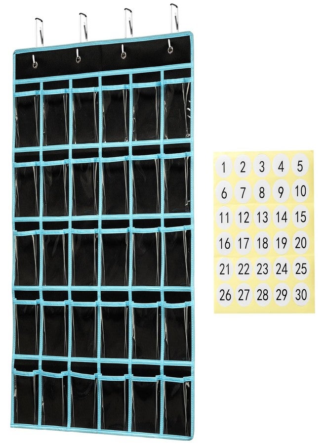 KEEPJOY Classroom Pocket Chart Organizer,Cell Phones Calculator Holder for Classroom Storage, Hanging Wall Door Calculator Phone Caddy for Classroom. (30 Pockets-Black) - Image 1