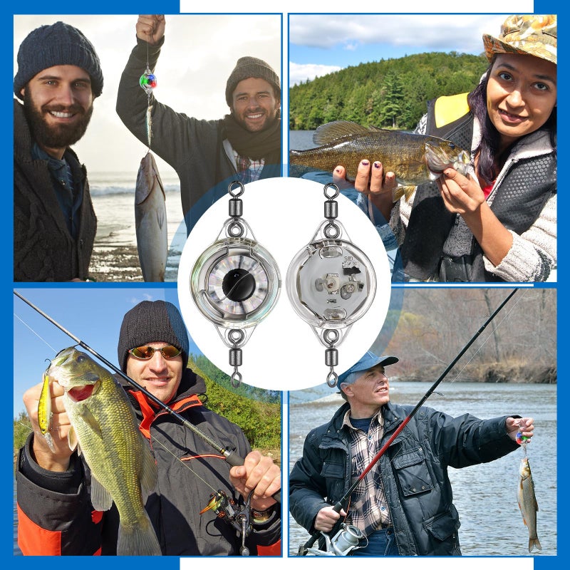Glooglitter 10 Pcs LED Fishing Lures, LED Lighted Bait Underwater Flasher, Deep Drop Ice Fishing Spoons, Fish Eye Attractive Light Lures, Deep Sea Lighted Bait Kit for Bass Halibut Saltwater Trolling - Image 5