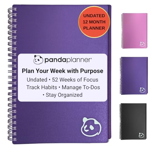 Panda Planner 2025-2026 Undated Weekly Planner – Spiral Notebook 5.75" x 8.25" with 52 Weeks, Habit Tracker & Weekly To-Do Lists – Academic Planner & Productivity Organizer for Home, Office & School (Purple) - Image 1