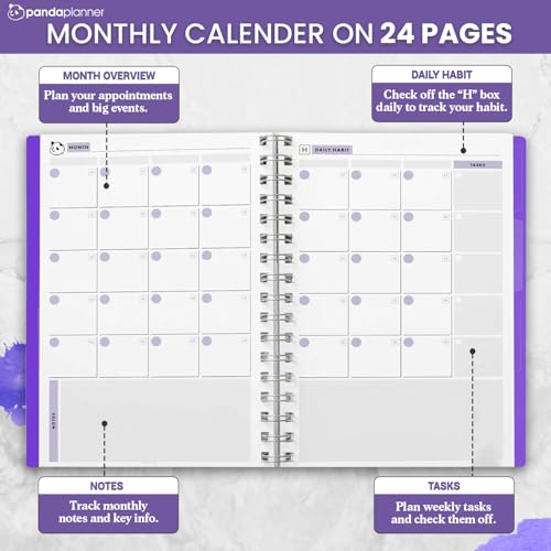 Panda Planner 2025-2026 Undated Weekly Planner – Spiral Notebook 5.75" x 8.25" with 52 Weeks, Habit Tracker & Weekly To-Do Lists – Academic Planner & Productivity Organizer for Home, Office & School (Purple) - Image 3