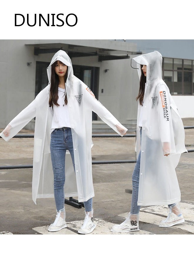 DUNISO Raincoat For Women Portable EVA Rain Coats With Bag Cover Reusable Rain Poncho with Hood and Sleeves For Cycling Travelling Fishing Hiking Camping  - Image 1
