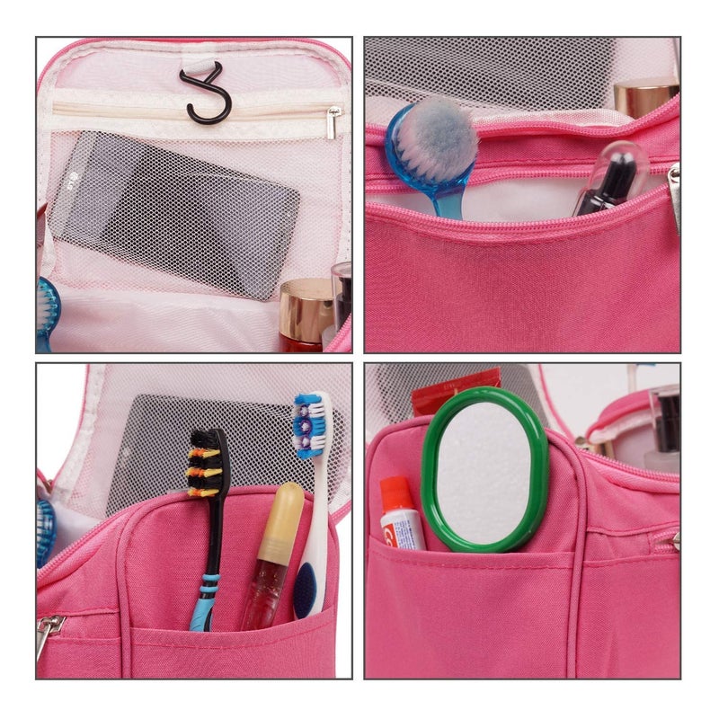 FEXMY Toiletry & Makeup Bag for Women – Travel Organizer Pouch, Cosmetic Storage, Portable Travel Kit, Makeup Pouch for Women, Stylish Makeup Organizer, Travel Essentials Bag (Pink) - Image 4