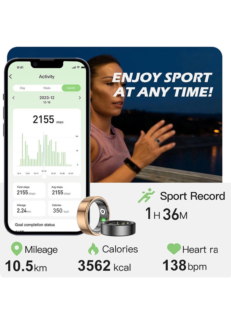 AL RAID Smart Ring Wearable Fitness Sleep Tracker for Men Women,Support 6-7 Days Battery Life for Sleep Tracker/Stress/Heart Rate Monitor Compatible with iOS & Android - Image 3