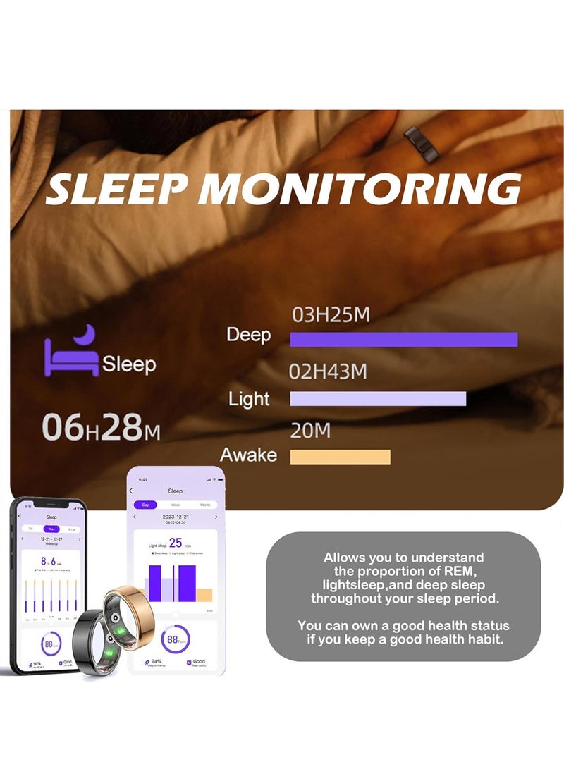 AL RAID Smart Ring Wearable Fitness Sleep Tracker for Men Women,Support 6-7 Days Battery Life for Sleep Tracker/Stress/Heart Rate Monitor Compatible with iOS & Android - Image 4