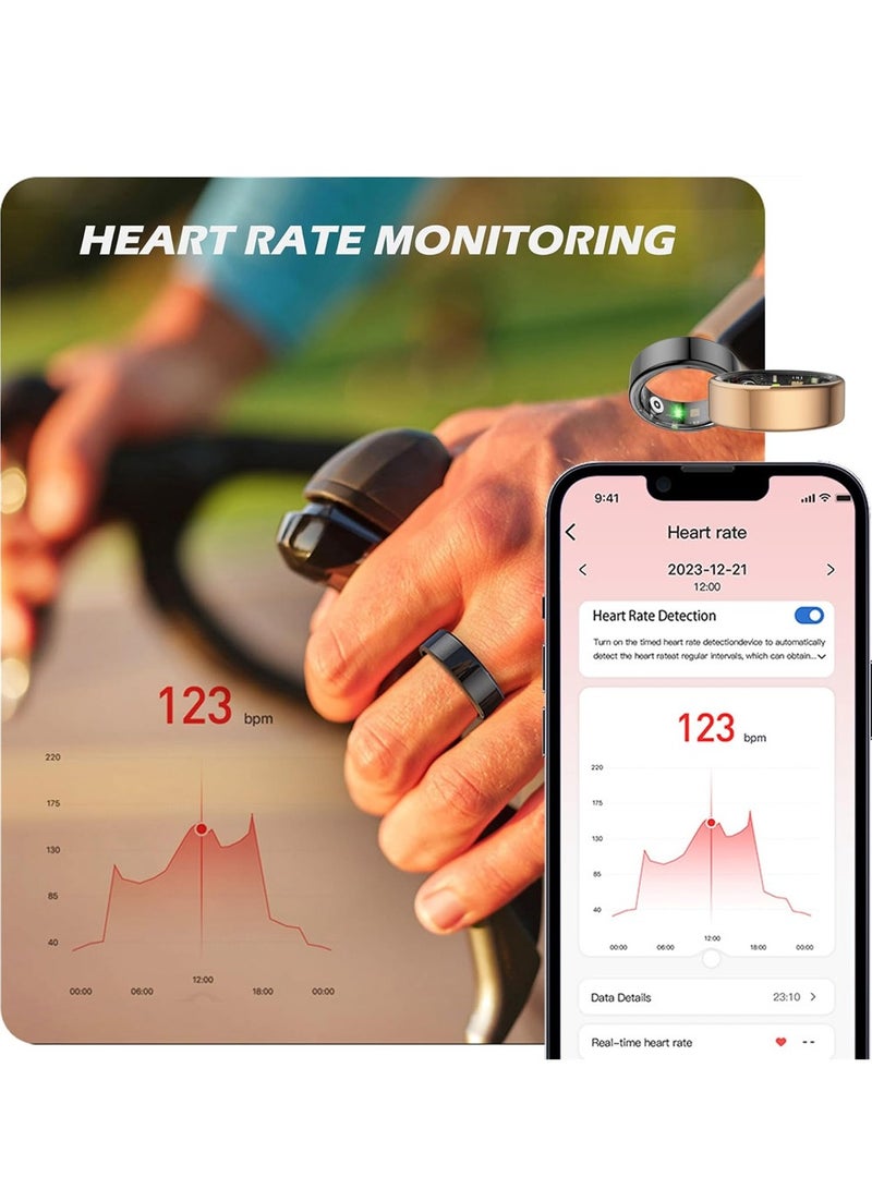 AL RAID Smart Ring Wearable Fitness Sleep Tracker for Men Women,Support 6-7 Days Battery Life for Sleep Tracker/Stress/Heart Rate Monitor Compatible with iOS & Android - Image 2