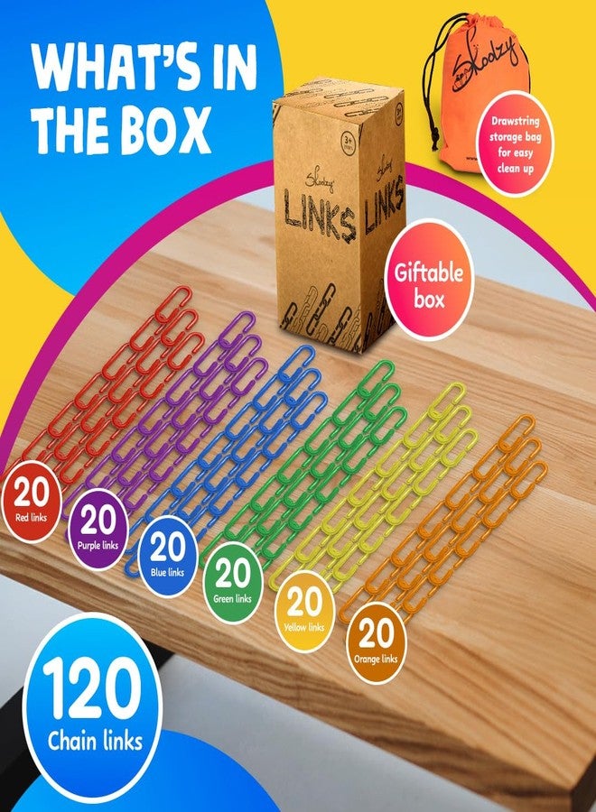 Skoolzy 120 Pcs Plastic Chain Links Rainbow - Math Links for Preschoolers, Math Manipulatives for Early Learning, Perfect for Classroom Activities, Fine Motor Skill Development - Image 3