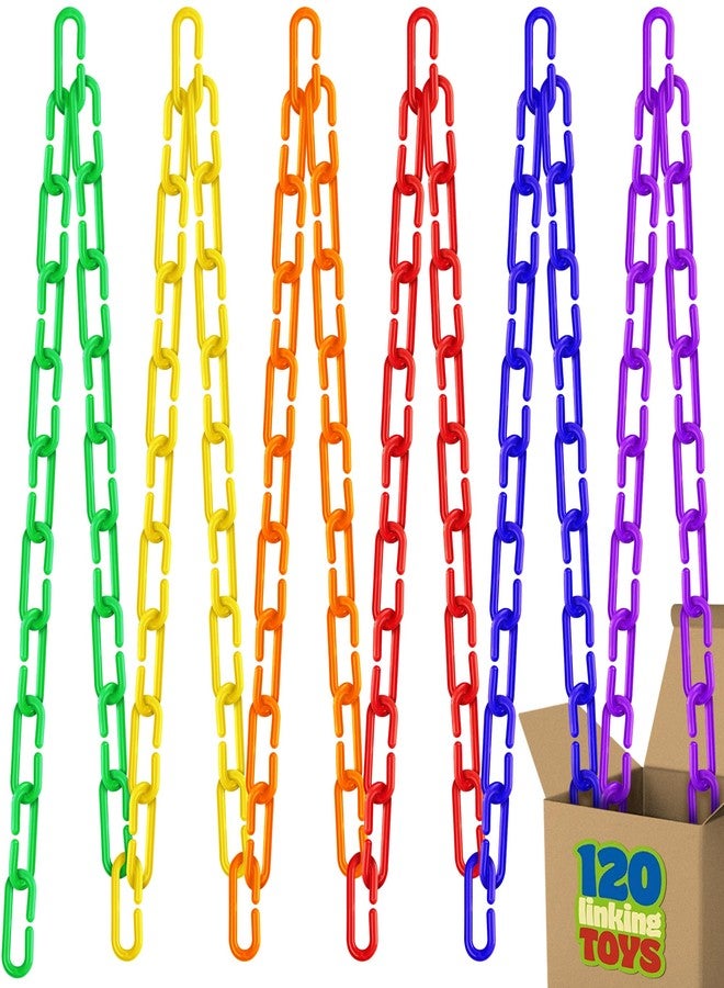 Skoolzy 120 Pcs Plastic Chain Links Rainbow - Math Links for Preschoolers, Math Manipulatives for Early Learning, Perfect for Classroom Activities, Fine Motor Skill Development - Image 1