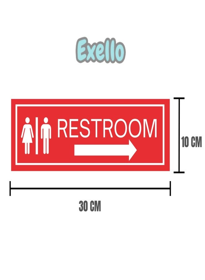 Exello Restroom Direction Sign Foam Board Plate - 30CM X10 CM, Display for Hospital, School, Colleges, Office, Hotel, Airport, Station (Red) - Image 3