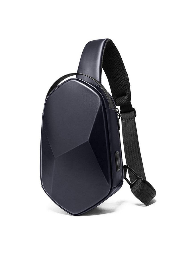 BANGE Unisex Rhombus Shell Design Water Resistant Sling Bag Chest Bag with USB Charging (Blue) - Image 1