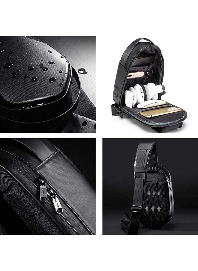 BANGE Unisex Rhombus Shell Design Water Resistant Sling Bag Chest Bag with USB Charging (Blue) - Image 4