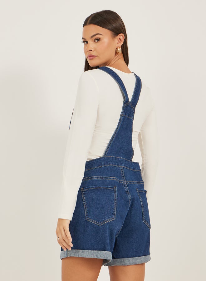 Styli Denim Front Pocket Short Dungaree Romper  - Image 5