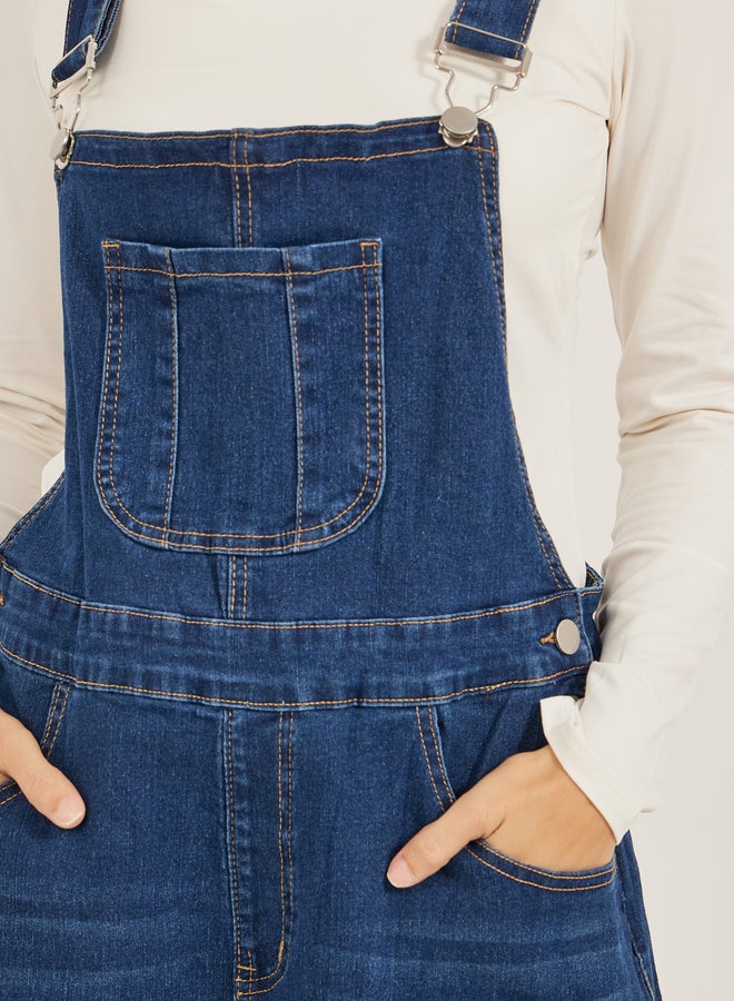 Styli Denim Front Pocket Short Dungaree Romper  - Image 4