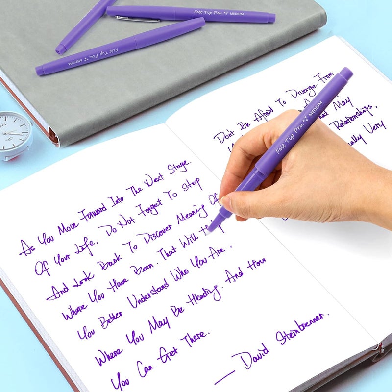 Lelix Felt Tip Pens, 15 Purple Pack, 0.7mm Medium Point, Felt Tip Markers Pens for Journaling, Writing, Note Taking, Planner, Perfect for School Office and Art Supplies - Image 5