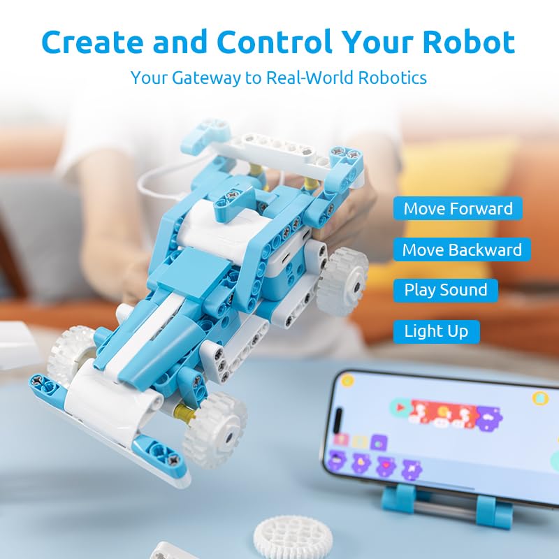 Whalesbot مجموعة روبوت وايلز بوت D1 21 في 1 لتعليم البرمجة للأطفال من عمر 4 سنوات 280 قطعة مجموعة تعليمية للبناء مع برمجة تحكم عبر التطبيق وإرشادات تطبيق ثلاثية الأبعاد هدية مثالية للأولاد والبنات - Image 5