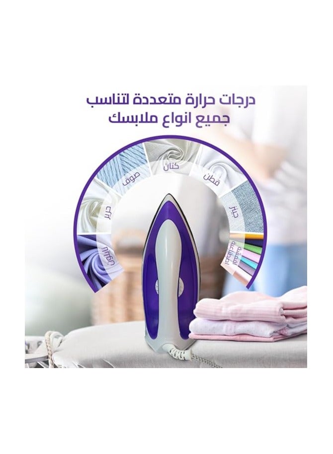 هوم جولد جهاز كي جافة من هوم جولد، كي بدون مجهود مع أرضية كبيرة، تسخين سريع لمدة 15 ثانية، أوضاع كي مزدوجة، آمنة من الحرارة الزائدة، طاقة 1400 وات، طلاء غير لاصق، HG-898A (أرجواني) - Image 3