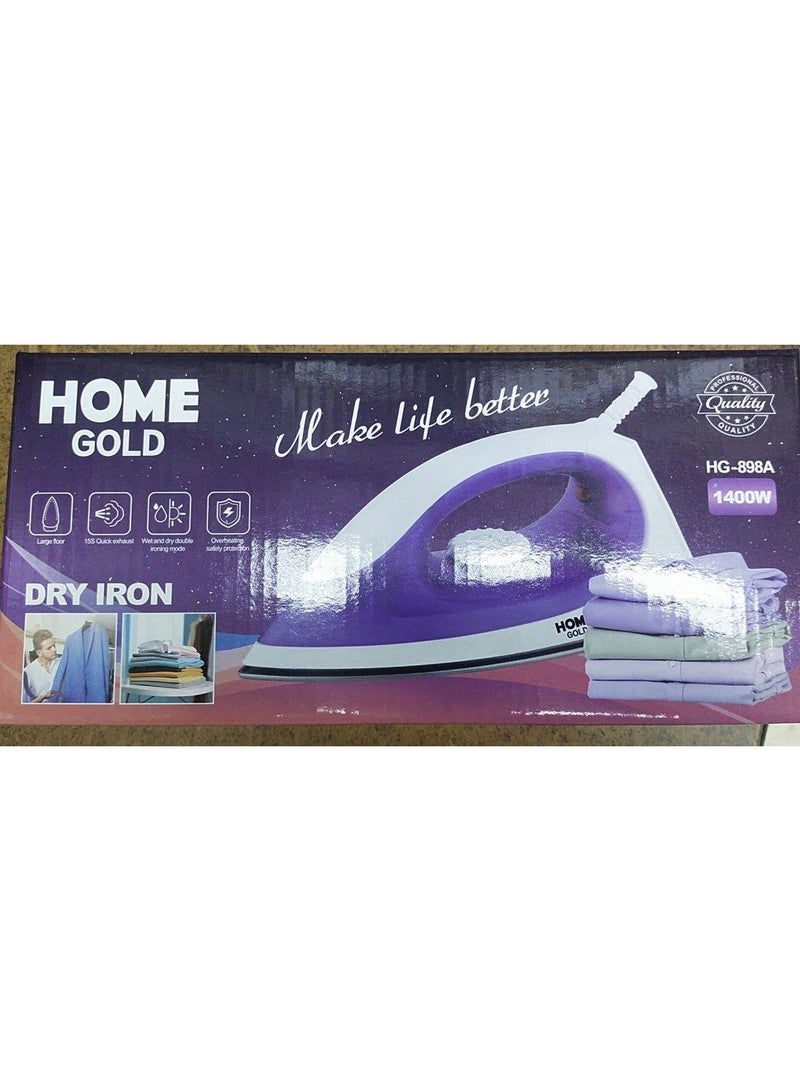 هوم جولد جهاز كي جافة من هوم جولد، كي بدون مجهود مع أرضية كبيرة، تسخين سريع لمدة 15 ثانية، أوضاع كي مزدوجة، آمنة من الحرارة الزائدة، طاقة 1400 وات، طلاء غير لاصق، HG-898A (أرجواني) - Image 5