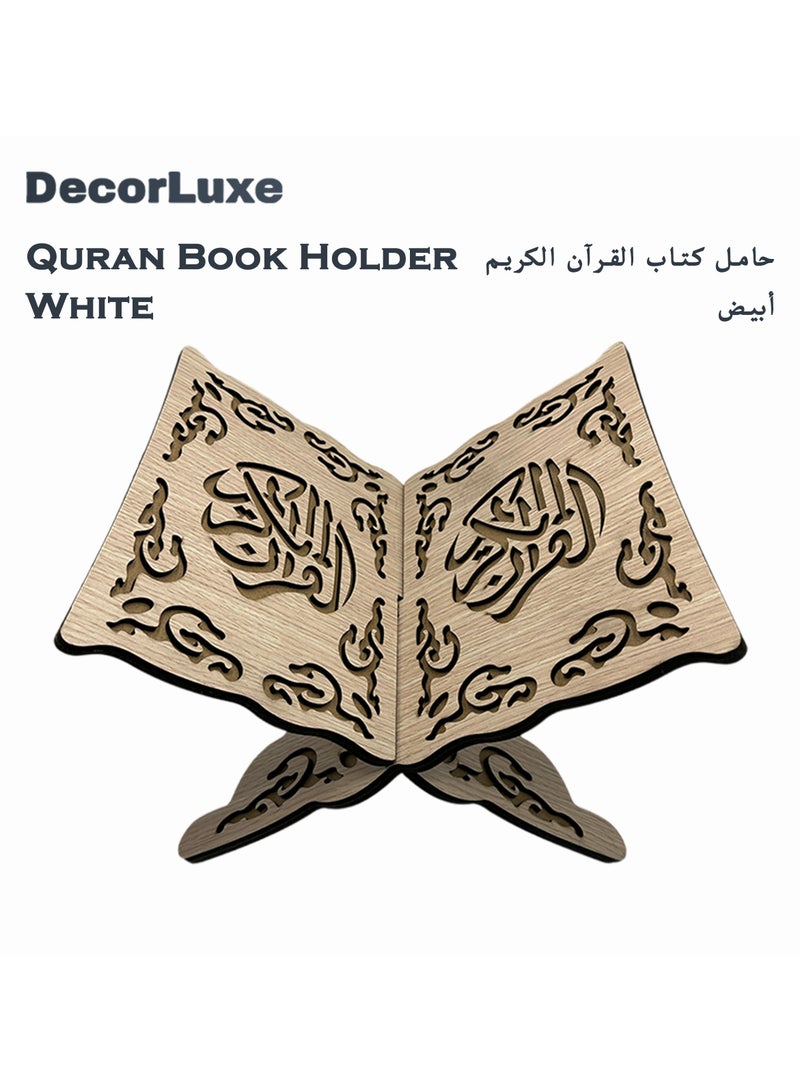 DecorLuxe Muslim Al Quran Rehal Stand, Foldable Wooden Holder for Holy Books, Prayers Shelf for Eid, Ramadan, Religious Gift. Black/White/Red are Available. - Image 1