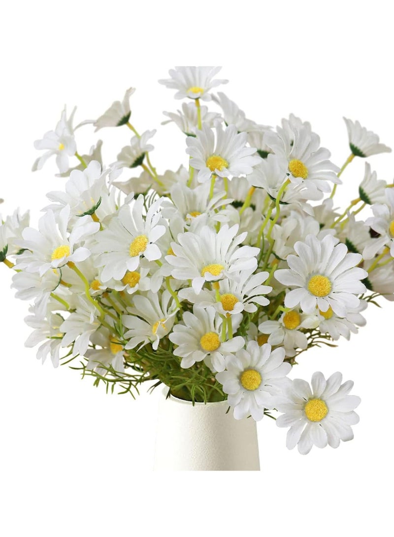 Winner 6Pcs Artificial Flowers  White Artificial Daisy Flowers UV Resistant Outdoor Fake Wildflowers with Stems Faux Greenery Shrubs Plants Arrangements for Home Garden Vase Decor - Image 2