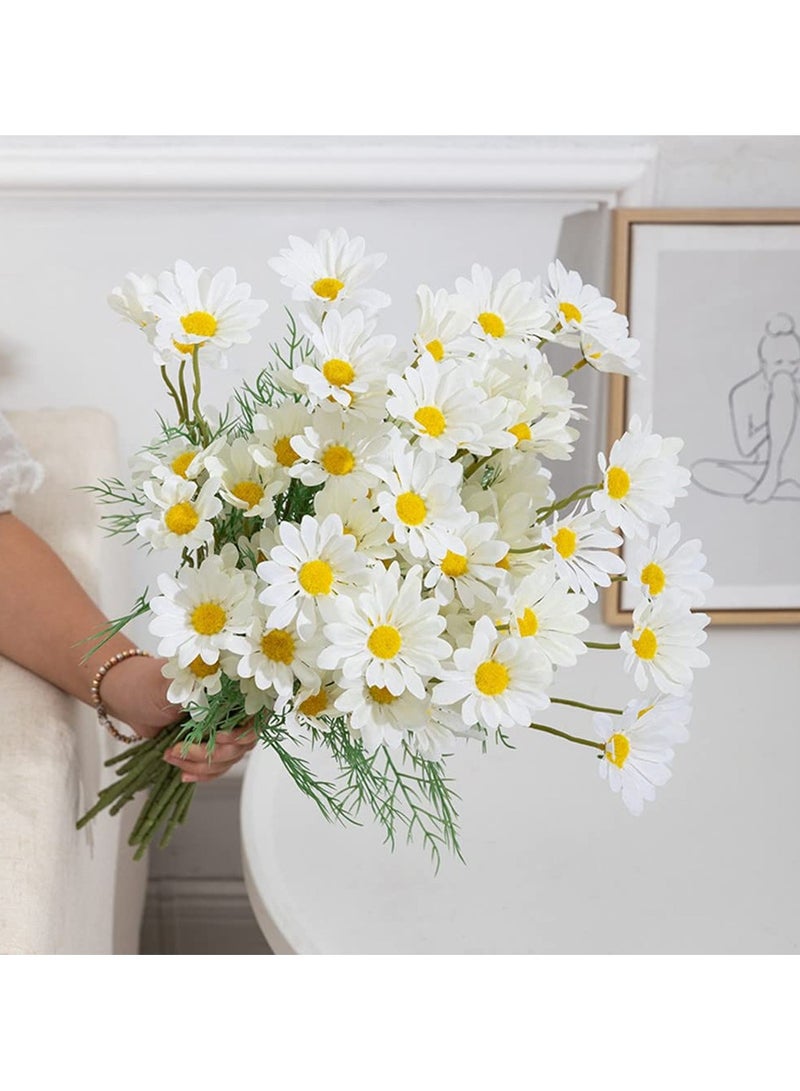 Winner 6Pcs Artificial Flowers  White Artificial Daisy Flowers UV Resistant Outdoor Fake Wildflowers with Stems Faux Greenery Shrubs Plants Arrangements for Home Garden Vase Decor - Image 1