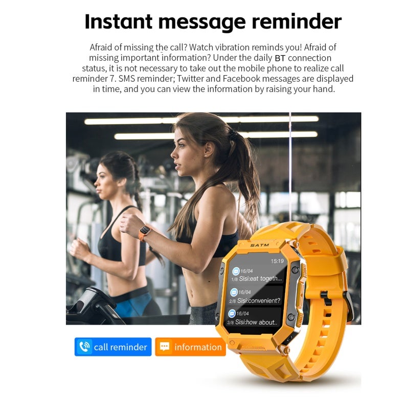 LOKMAT OCEAN PRO Smart Bracelet Sports Watch 1.85-Inch TFT LED FullTouch Screen Fitness Tracker IP68 Waterproof Sleep/Heart Rate/Blood Pressure Monitor Multiple Sports Mode - Image 5