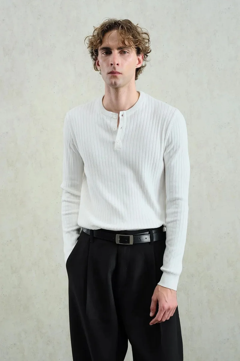 GIESTO Slim Fit Long Sleeve Button Collar T-Shirt