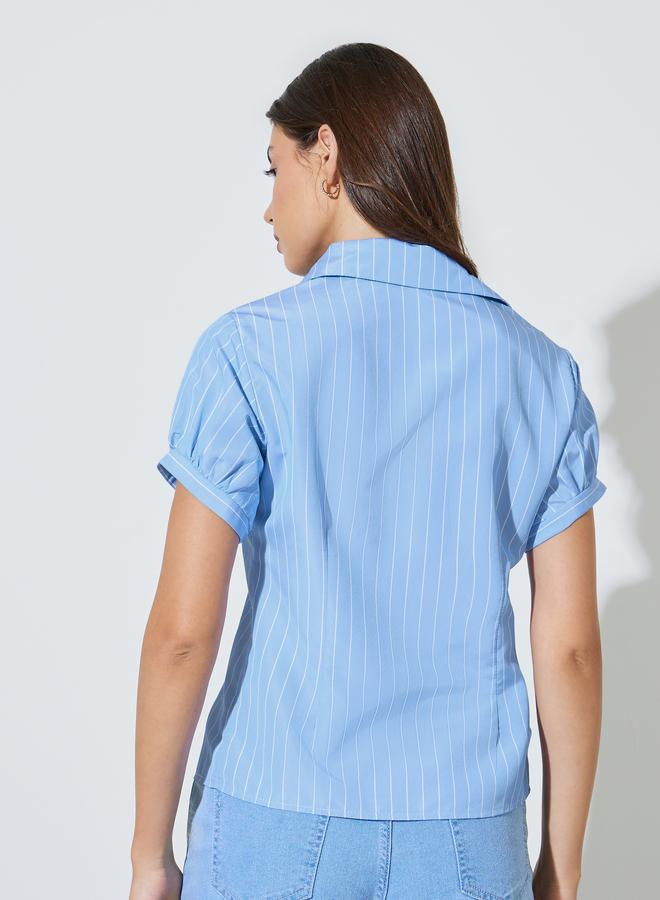 Styli Blue Striped Slim Fit Casual Shirt - Image 4