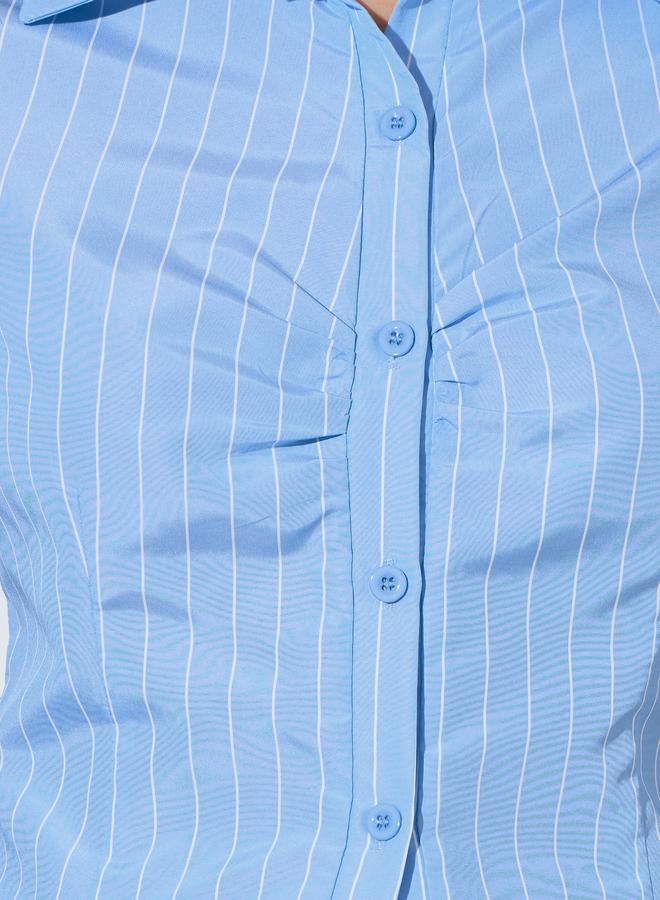 Styli Blue Striped Slim Fit Casual Shirt - Image 3