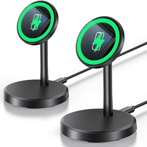 Xiauodo Magnetic Wireless Charger iPhone 2 Pack 15W Fast MagSafe Charger Stand for iPhone 1717 Air17 Pro17 Pro Max 1615141312 Series Wireless Charging Station for PadAirPodsBlack - Image 1