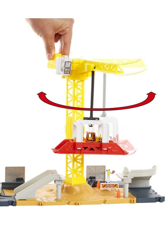 Matchbox Action Drivers Construction Playset, Moving Crane, Car-Activated Features, Includes 1 Matchbox Toy Bulldozer, for Kids 3 Years Old & Older - Image 3