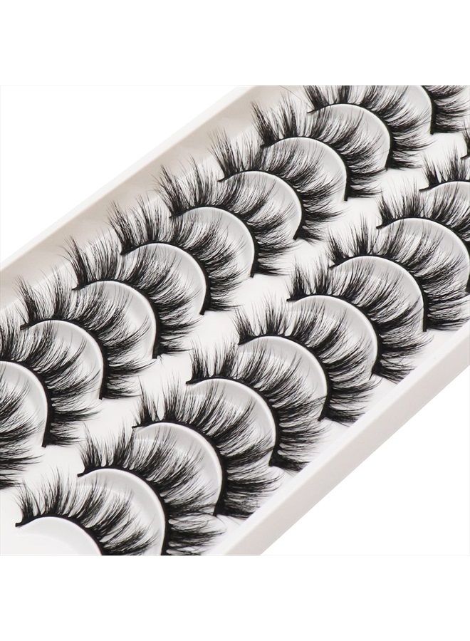 Veleasha Lashes Natural Look False Eyelashes 15mm 6D Faux Mink Lashes Soft Handmade Lightweight Eye Lashes Wispy 10 Pairs Pack (6D01) - Image 4