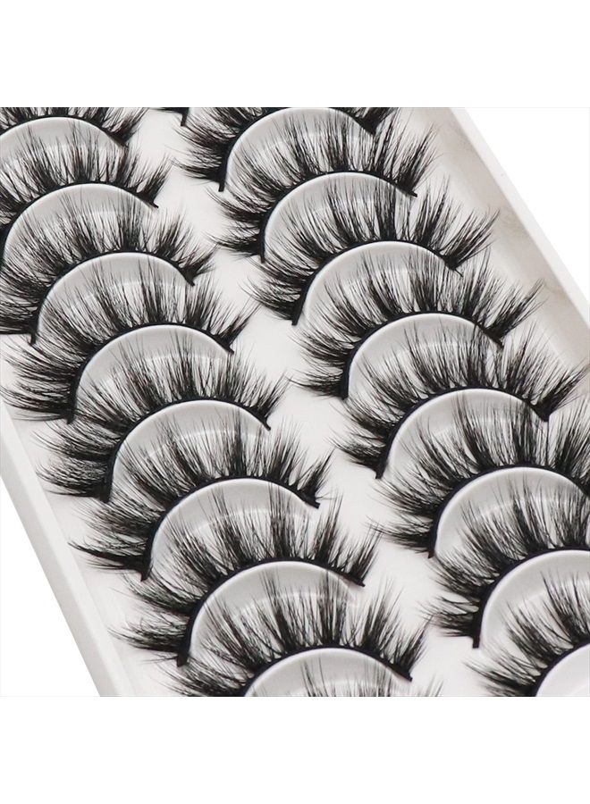 Veleasha Lashes Natural Look False Eyelashes 15mm 6D Faux Mink Lashes Soft Handmade Lightweight Eye Lashes Wispy 10 Pairs Pack (6D01) - Image 3