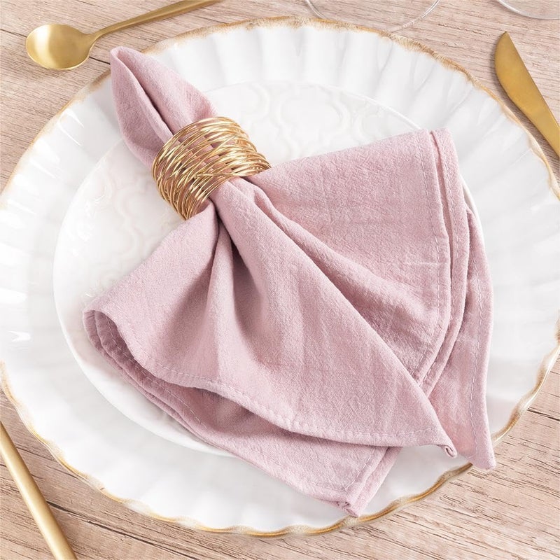 MLMW Pink Linen Napkins Cloth Set of 8 Summer Cotton Dinner Cloth Napkins Bulk Washable 1616 for Wedding Party Baby Bridal Shower Birthday Table Decorations - Image 1