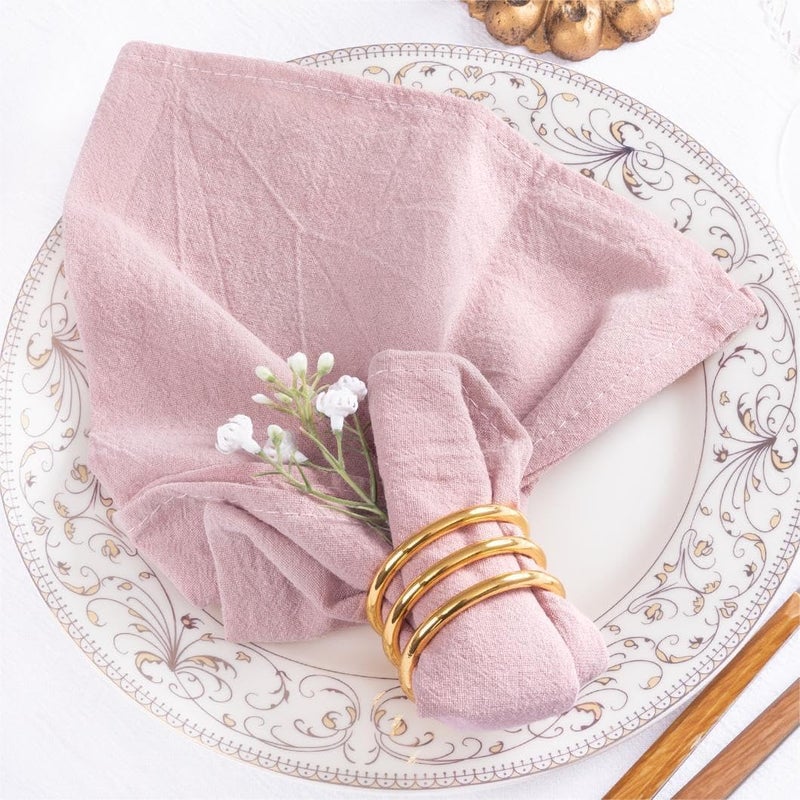 MLMW Pink Linen Napkins Cloth Set of 8 Summer Cotton Dinner Cloth Napkins Bulk Washable 1616 for Wedding Party Baby Bridal Shower Birthday Table Decorations - Image 3