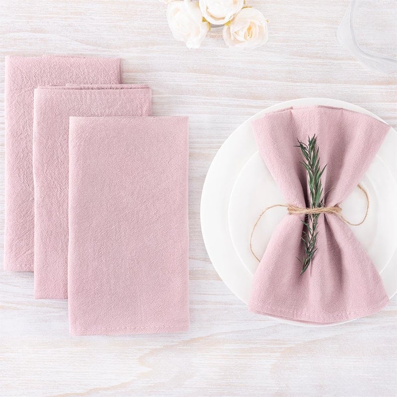 MLMW Pink Linen Napkins Cloth Set of 8 Summer Cotton Dinner Cloth Napkins Bulk Washable 1616 for Wedding Party Baby Bridal Shower Birthday Table Decorations - Image 4
