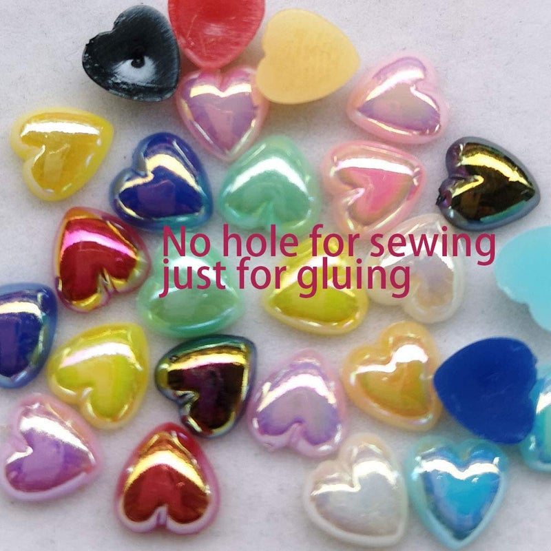 Chenkou Craft 1000pcs 8mm Assorted 10 AB Colors Love Heart No Hole Bead Flat Back Gem Scrapbook Craft DIY Beads + Plastic Box (8mm) - Image 2