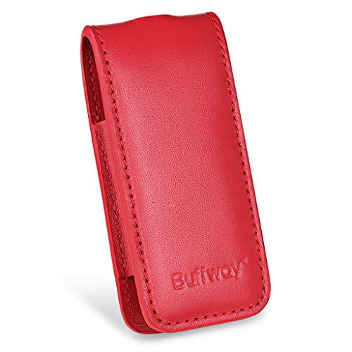 Buffway Key Chain Case Cover Holder Shell for Porsche Cayenne Panamera Macan Key Fob with Luxury Genuine Leather - Red - Image 1